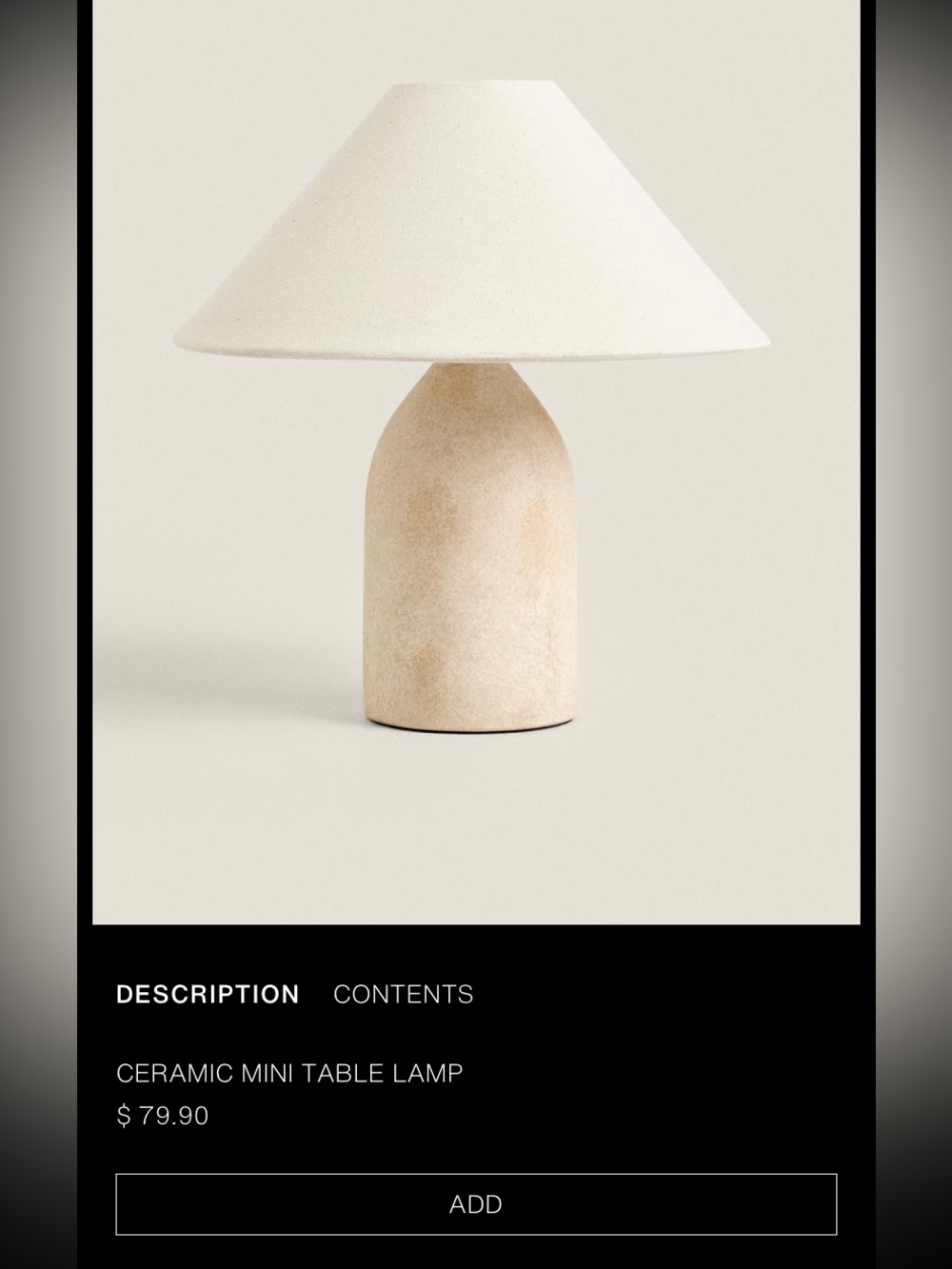 Zara Cream Ceramic Mini Table Lamp with White Shade